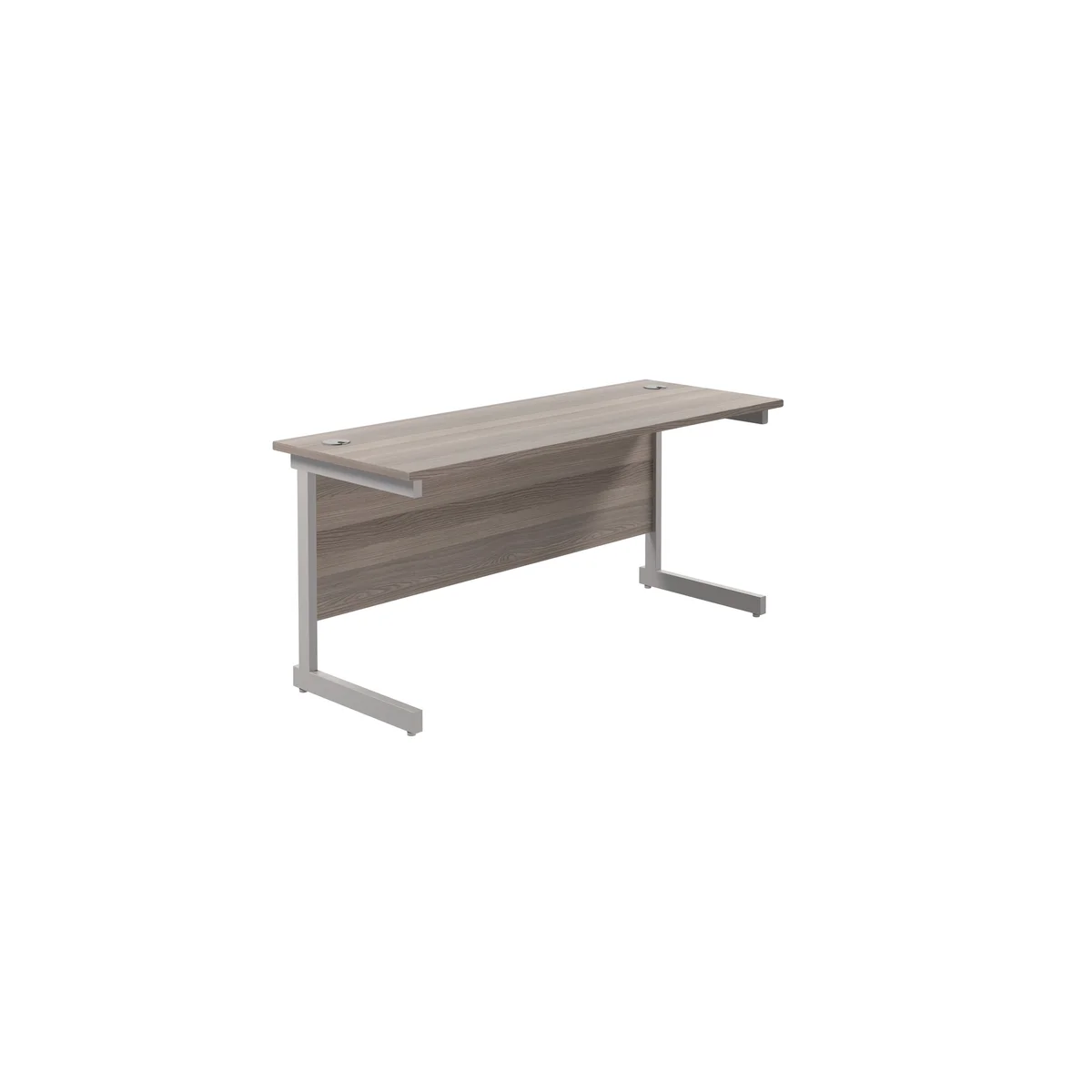 Jemini Single Rectangular Desk 1600x600x730mm Grey Oak/Silver KF800654 - Image 1