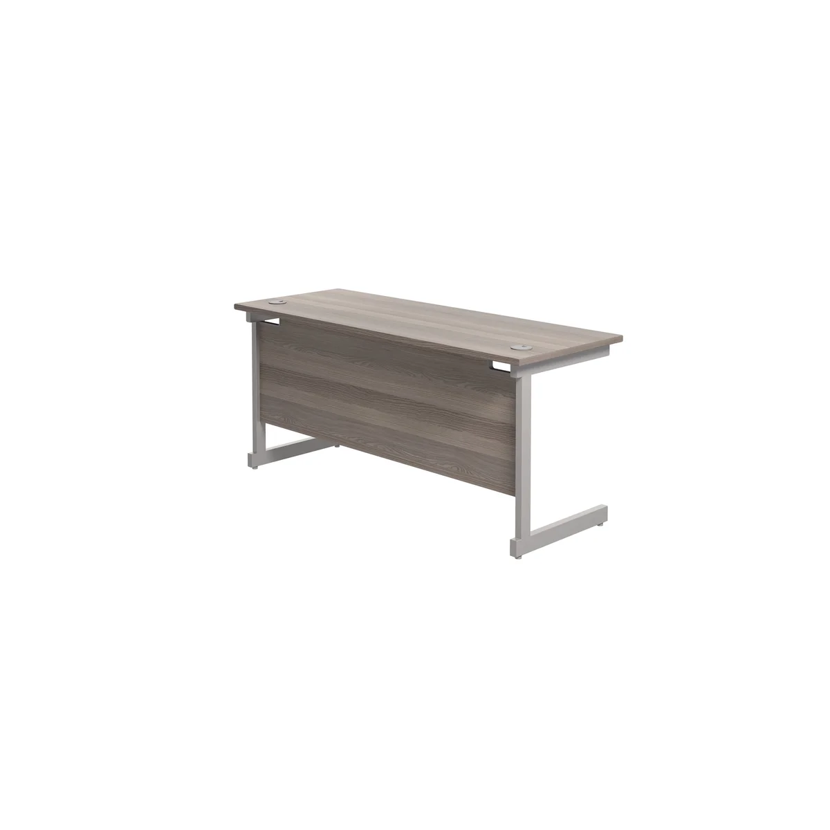 Jemini Single Rectangular Desk 1600x600x730mm Grey Oak/Silver KF800654 - Image 3