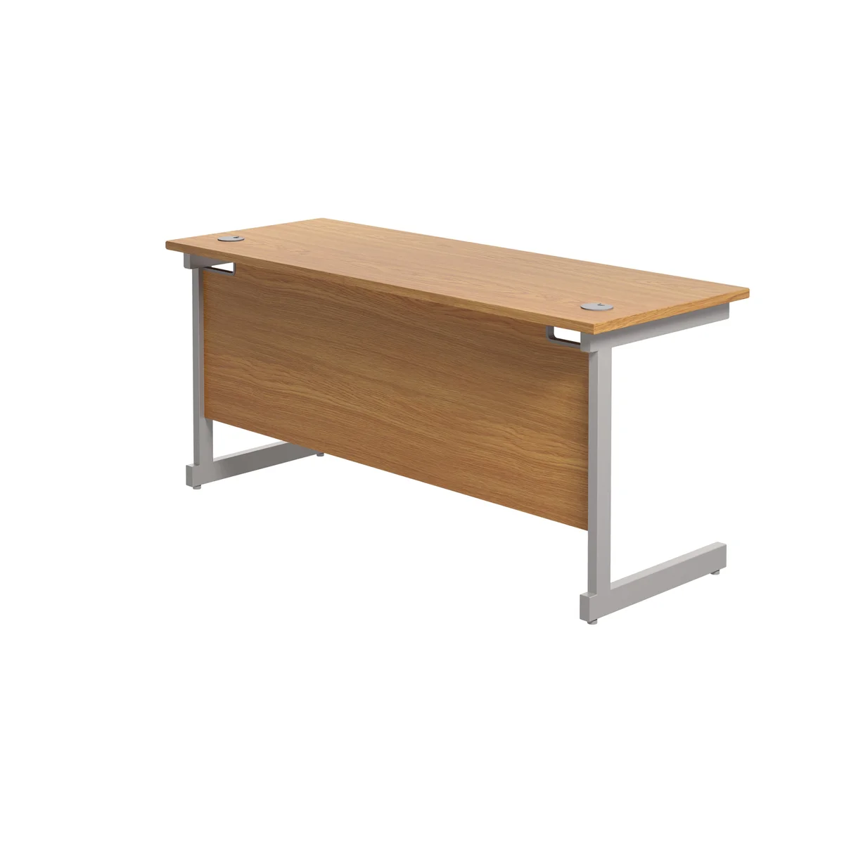 Jemini Single Rectangular Desk 1600x600x730mm Nova Oak/Silver KF800660 - Image 3