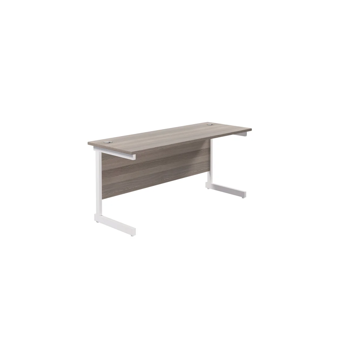 Jemini Single Rectangular Desk 1600x600x730mm Grey Oak/White KF800719 - Image 1