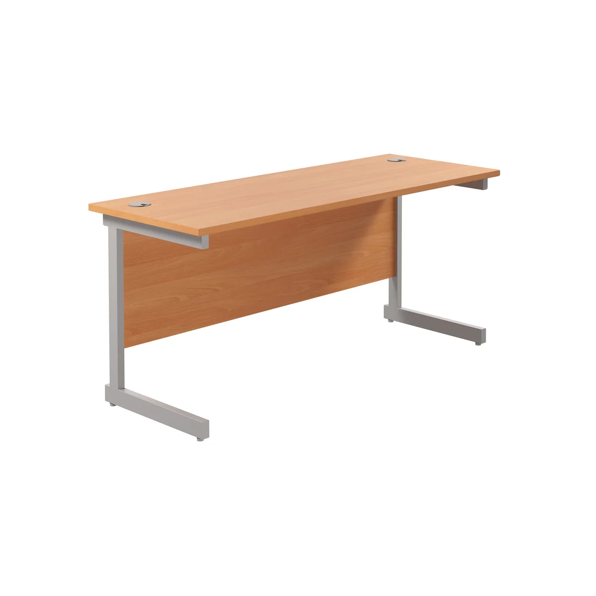Jemini Single Rectangular Desk 1800x600x730mm Beech/Silver KF800766 - Image 1