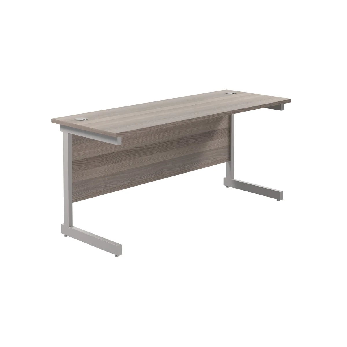 Jemini Single Rectangular Desk 1800x600x730mm Grey Oak/Silver KF800772 - Image 1