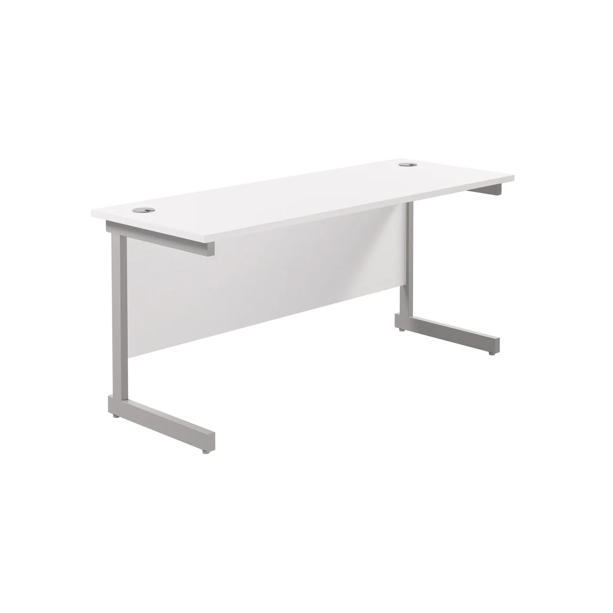 Jemini Single Rectangular Desk 1800x600x730mm White/Silver KF800794 - Image 1