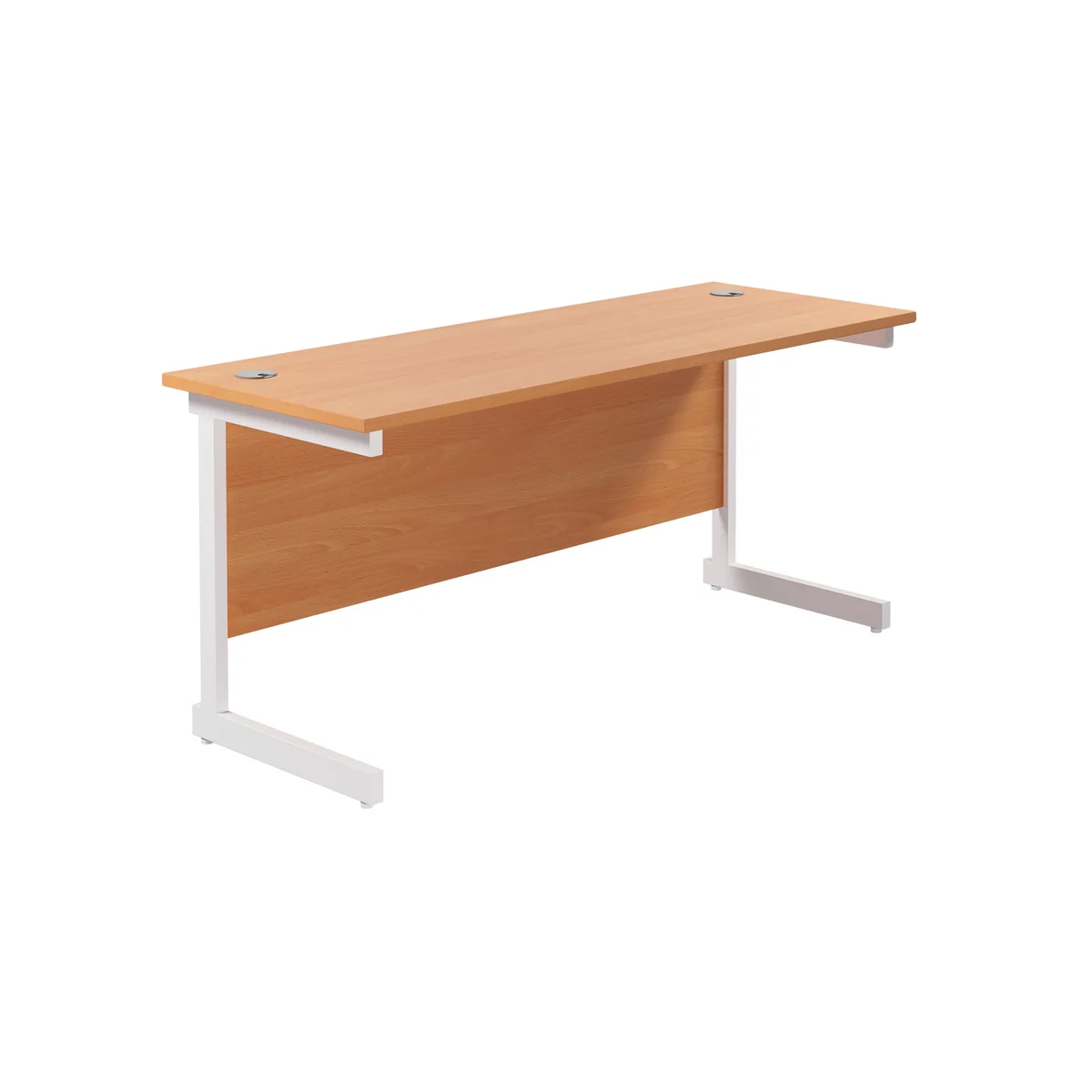 Jemini Single Rectangular Desk 1800x600x730mm Beech/White KF800821 - Image 1