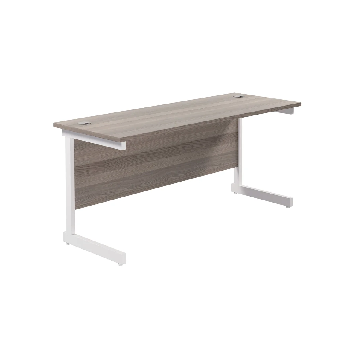 Jemini Single Rectangular Desk 1800x600x730mm Grey Oak/White KF800834 - Image 1