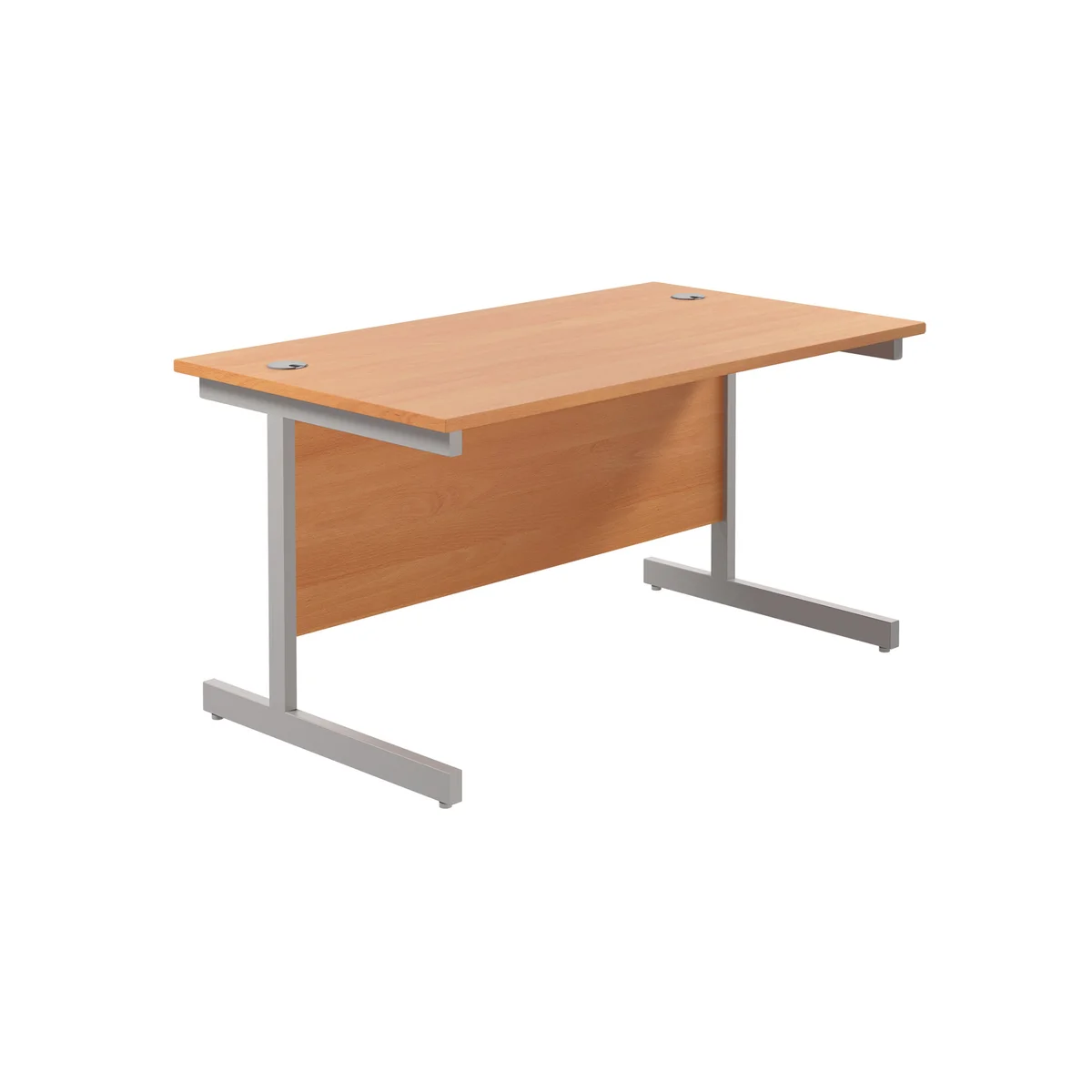 Jemini Single Rectangular Desk 1400x800x730mm Beech/Silver KF801126 - Image 1