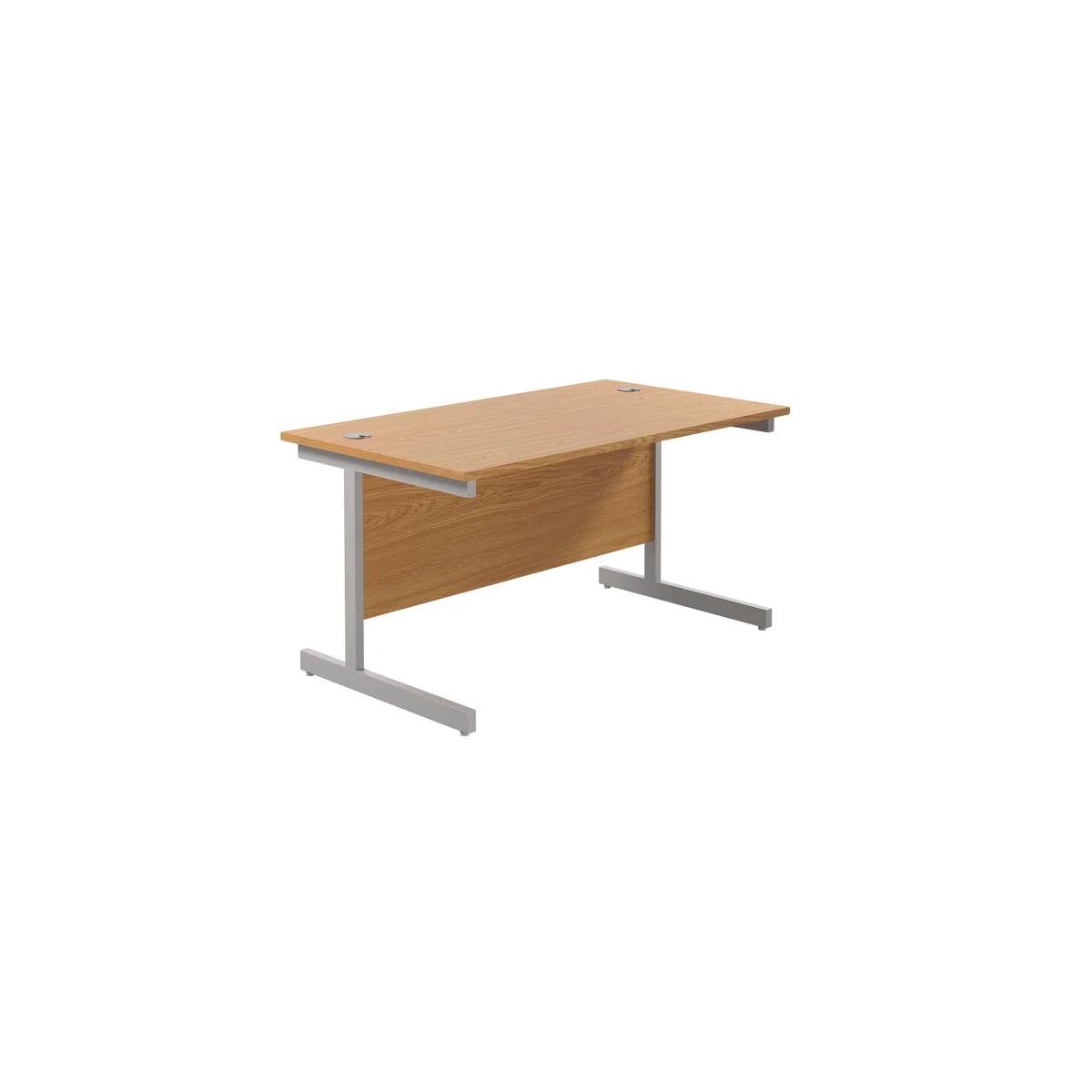 Jemini Single Rectangular Desk 1400x800x730mm Nova Oak/Silver KF801145 - Image 1