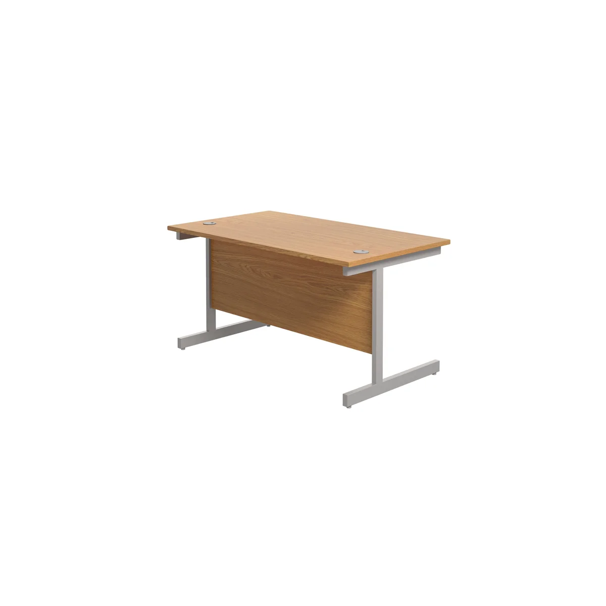 Jemini Single Rectangular Desk 1400x800x730mm Nova Oak/Silver KF801145 - Image 3