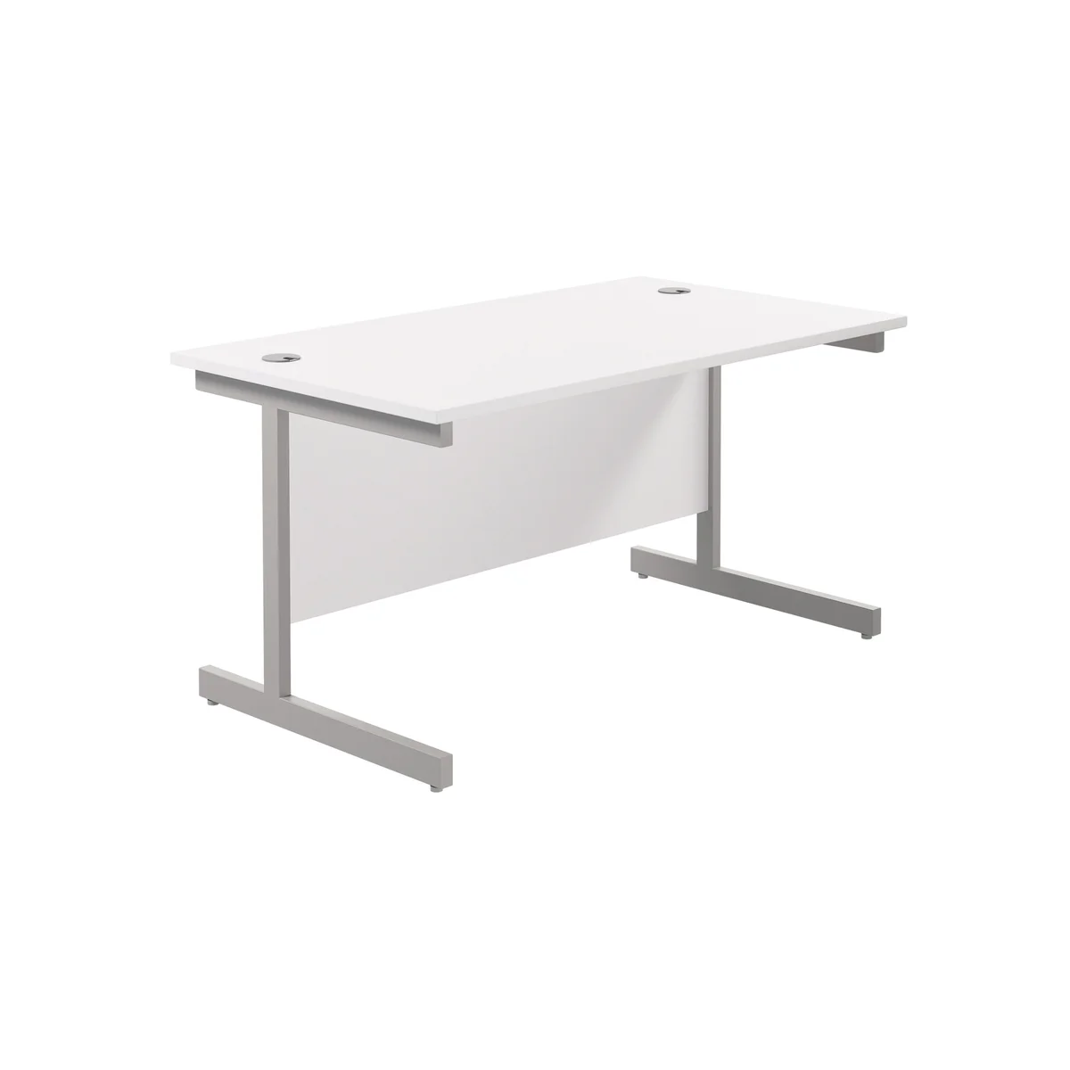 Jemini Single Rectangular Desk 1400x800x730mm White/Silver KF801151 - Image 1