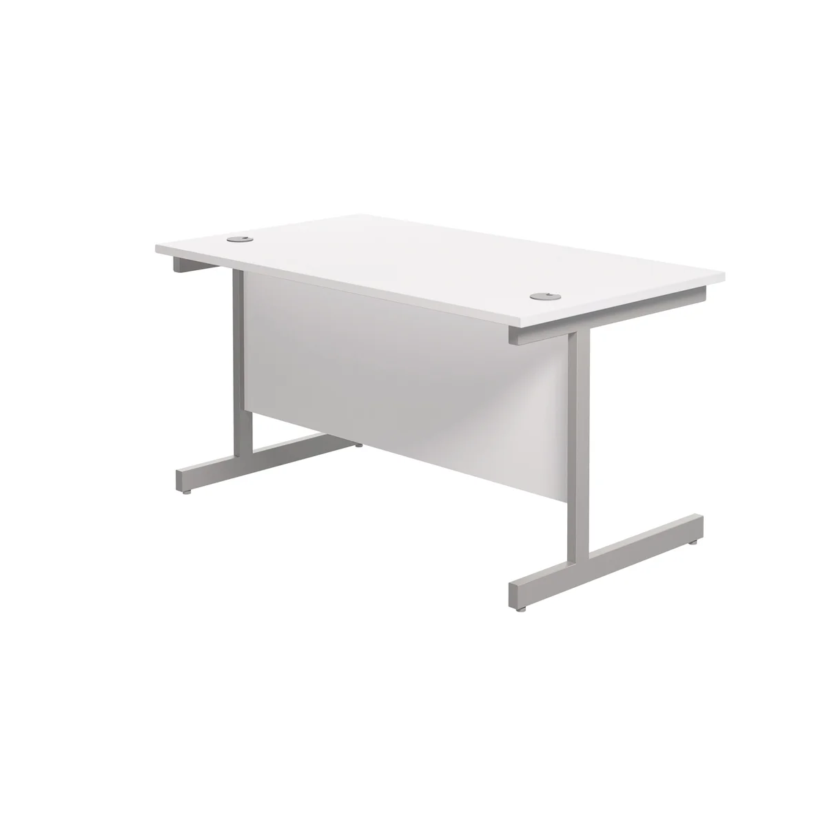 Jemini Single Rectangular Desk 1400x800x730mm White/Silver KF801151 - Image 3
