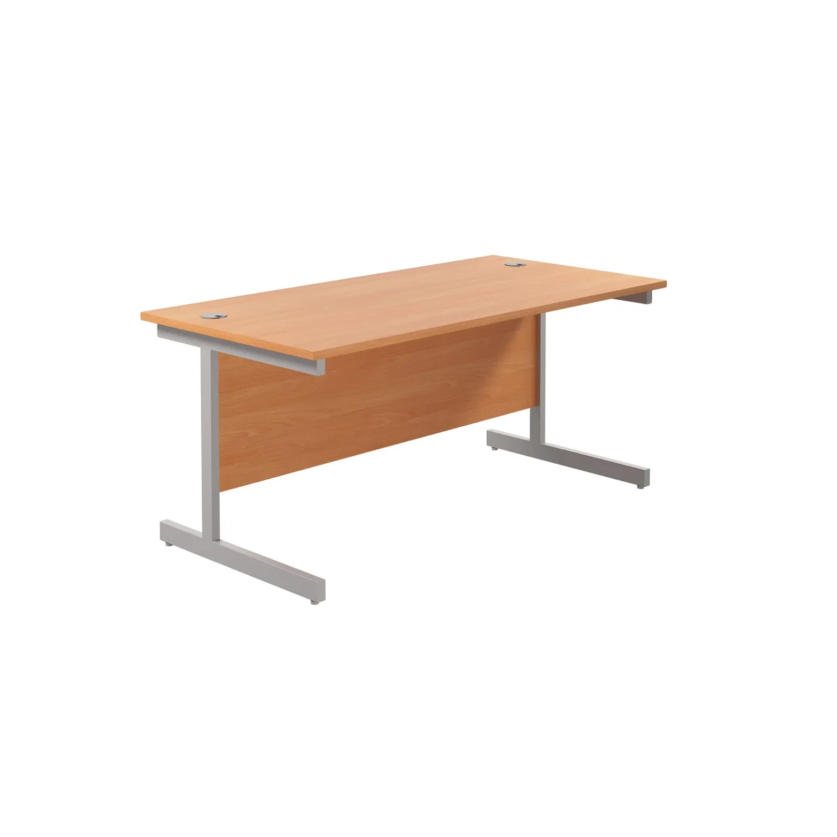 Jemini Single Rectangular Desk 1600x800x730mm Beech/Silver KF801241 - Image 1