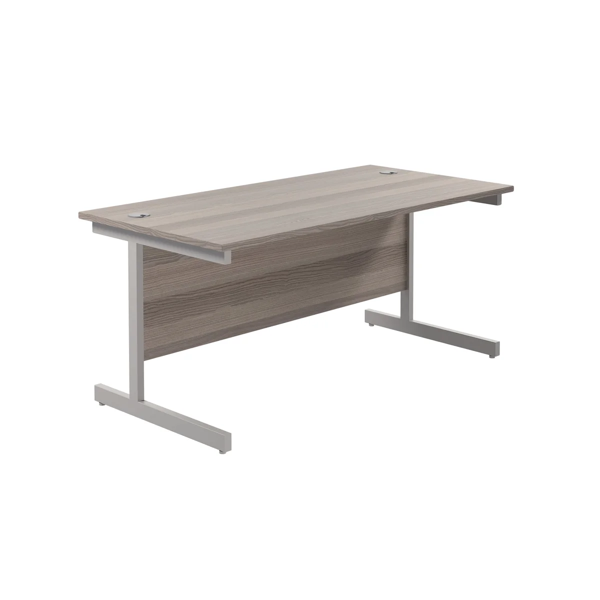 Jemini Single Rectangular Desk 1600x800x730mm Grey Oak/Silver KF801257 - Image 1