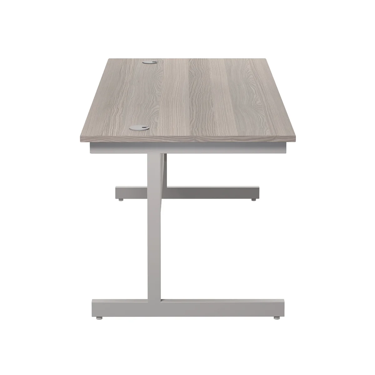 Jemini Single Rectangular Desk 1600x800x730mm Grey Oak/Silver KF801257 - Image 2