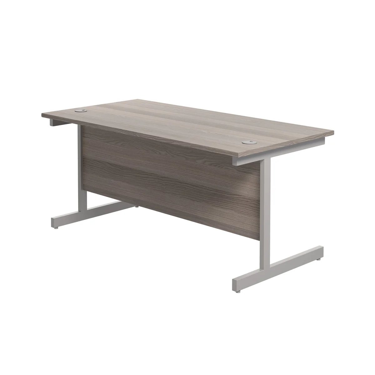Jemini Single Rectangular Desk 1600x800x730mm Grey Oak/Silver KF801257 - Image 3