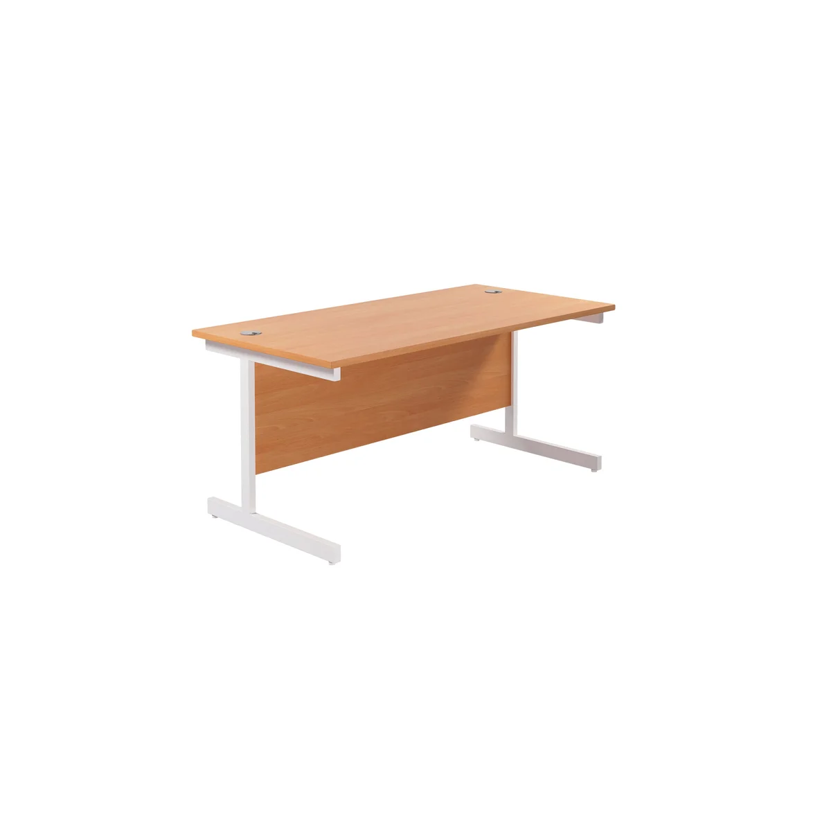 Jemini Single Rectangular Desk 1600x800x730mm Beech/White KF801306 - Image 1