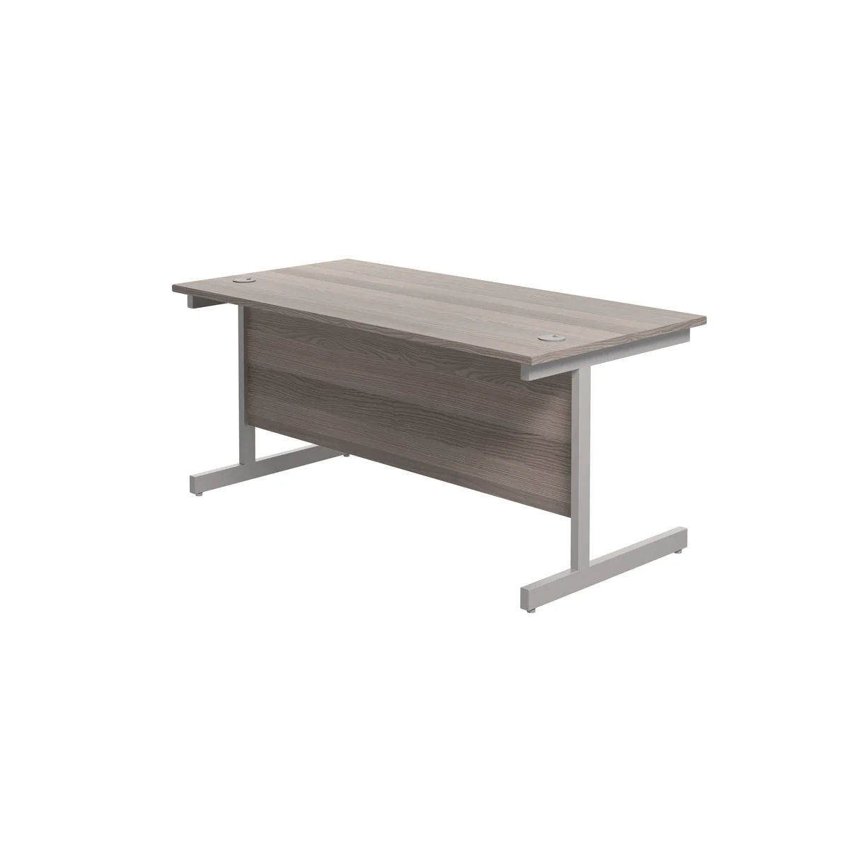 Jemini Single Rectangular Desk 1800x800x730mm Grey Oak/Silver KF801375 - Image 3
