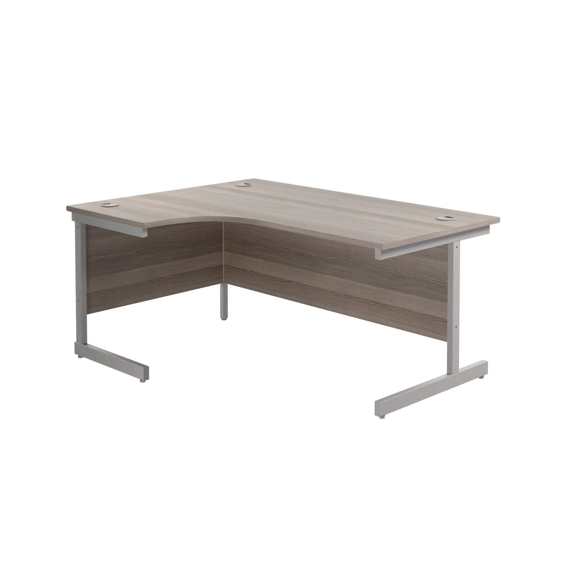 Jemini Radial Left Hand Cantilever Desk 1600x1200x730mm Grey Oak/Silver KF801734 - Image 1