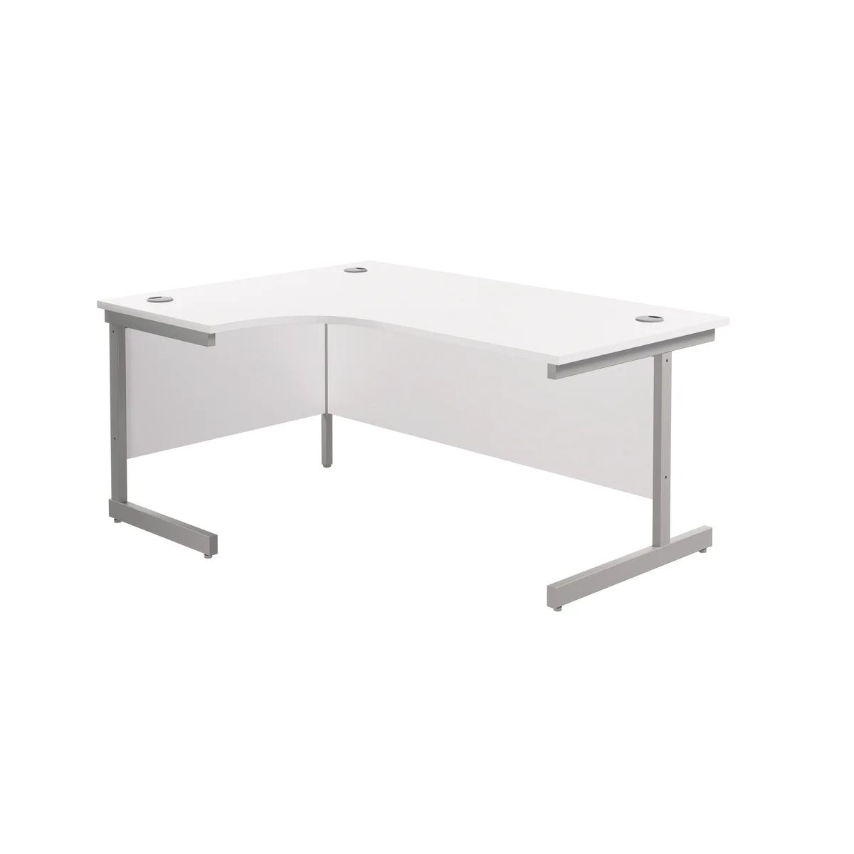 Jemini Radial Left Hand Cantilever Desk 1600x1200x730mm White/Silver KF801756 - Image 1