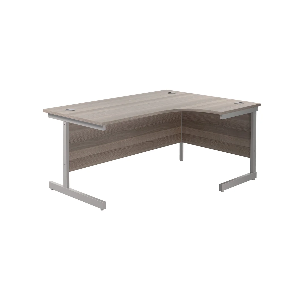 Jemini Radial Right Hand Cantilever Desk 1600x1200x730mm Grey Oak/Silver KF801790 - Image 1