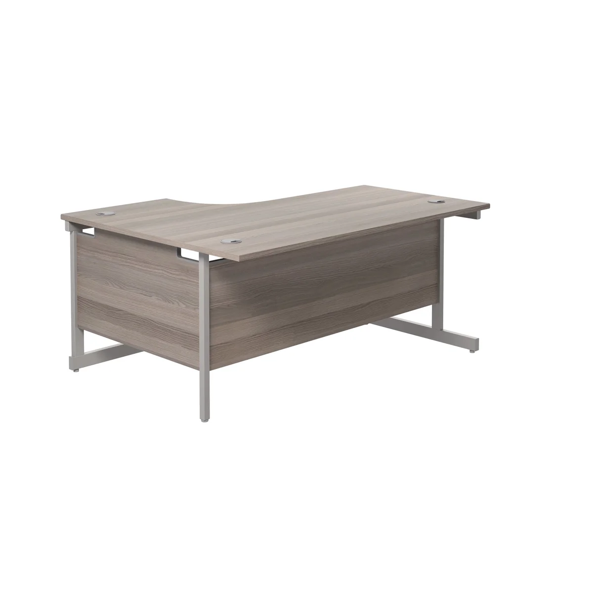 Jemini Radial Right Hand Cantilever Desk 1600x1200x730mm Grey Oak/Silver KF801790 - Image 2