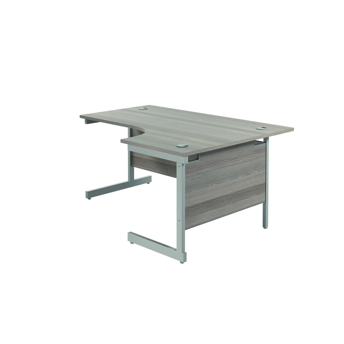 Jemini Radial Right Hand Cantilever Desk 1600x1200x730mm Grey Oak/Silver KF801790 - Image 4