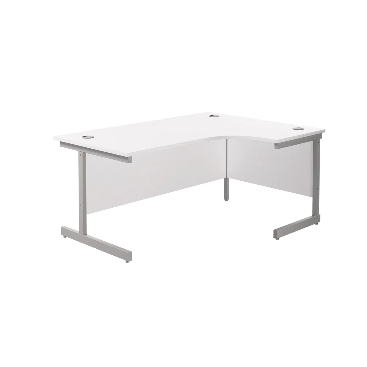 Jemini Radial Right Hand Cantilever Desk 1600x1200x730mm White/Silver KF801811 - Image 1