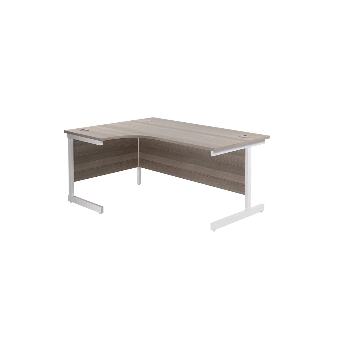 Jemini Radial Left Hand Cantilever Desk 1600x1200x730mm Grey Oak/White KF801852 - Image 1