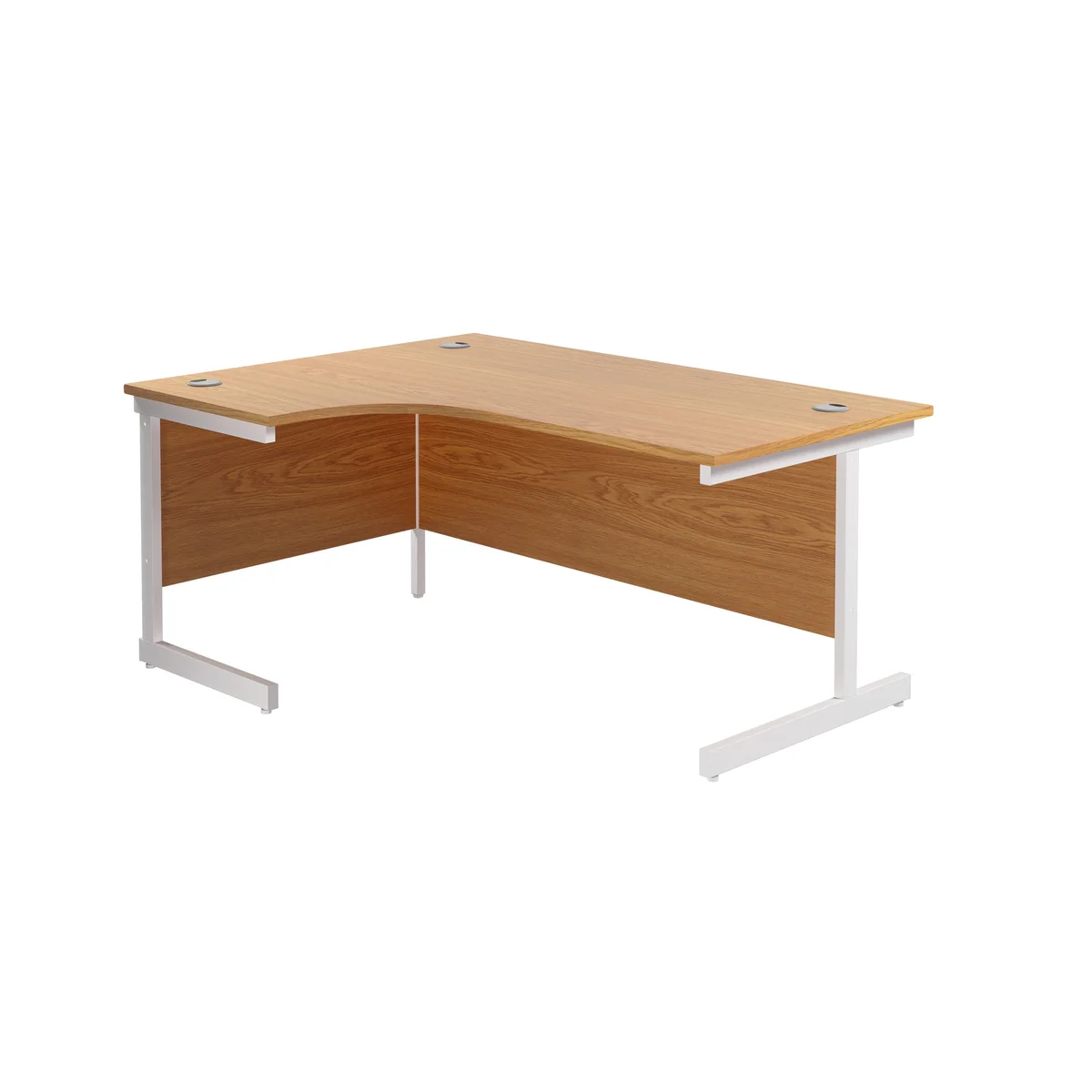 Jemini Radial Left Hand Cantilever Desk 1600x1200x730mm Nova Oak/White KF801868 - Image 1