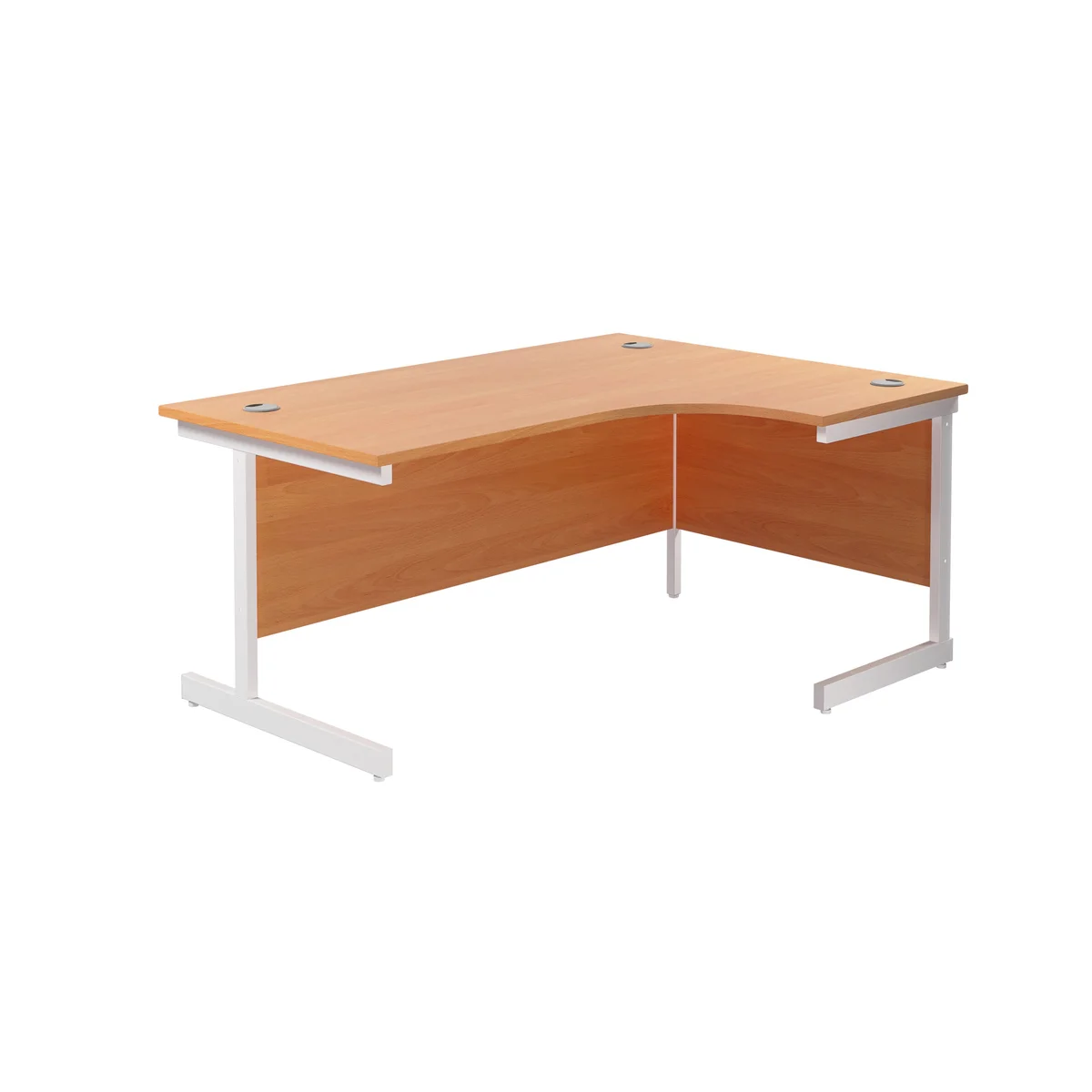 Jemini Radial Right Hand Cantilever Desk 1600x1200x730mm Beech/White KF801901 - Image 1