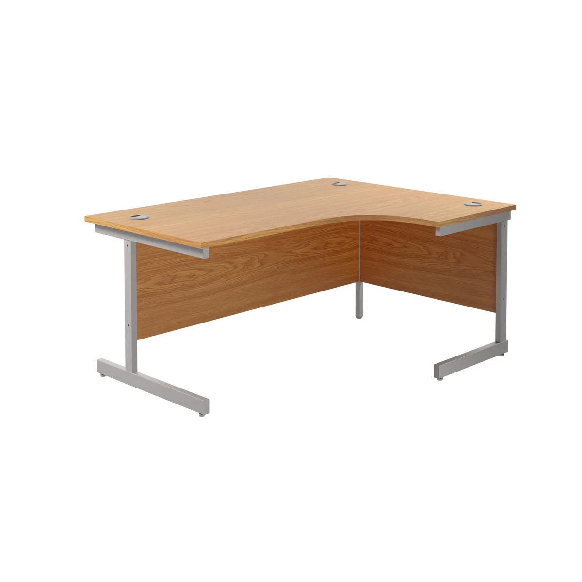 Jemini Radial Right Hand Cantilever Desk 1800x1200x730mm Nova Oak/Silver KF802045 - Image 1