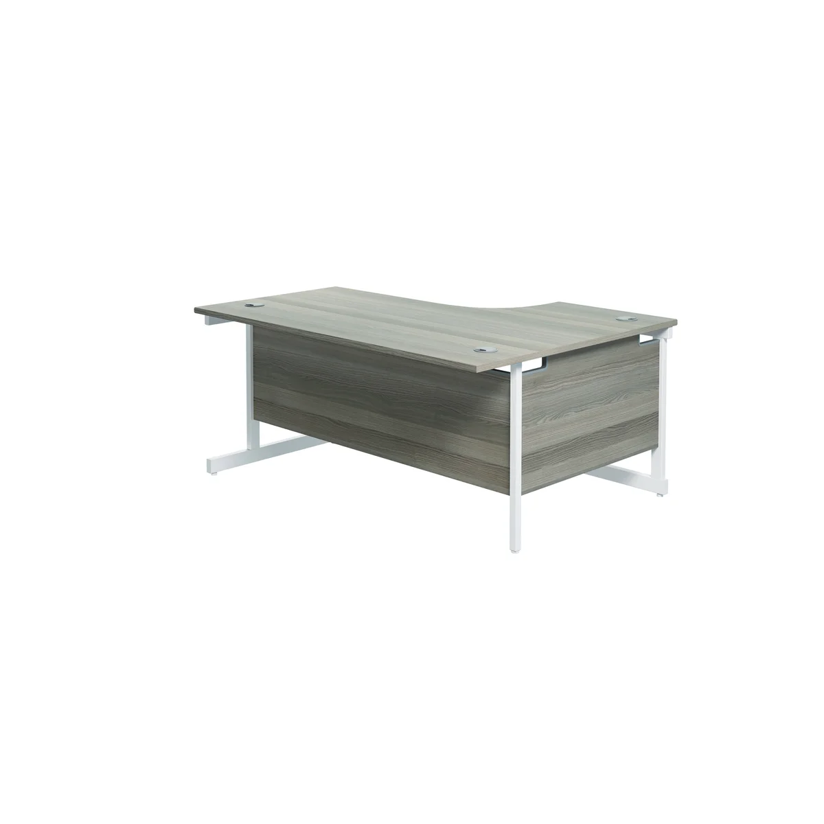 Jemini Radial Left Hand Cantilever Desk 1800x1200x730mm Grey Oak/White KF802095 - Image 4