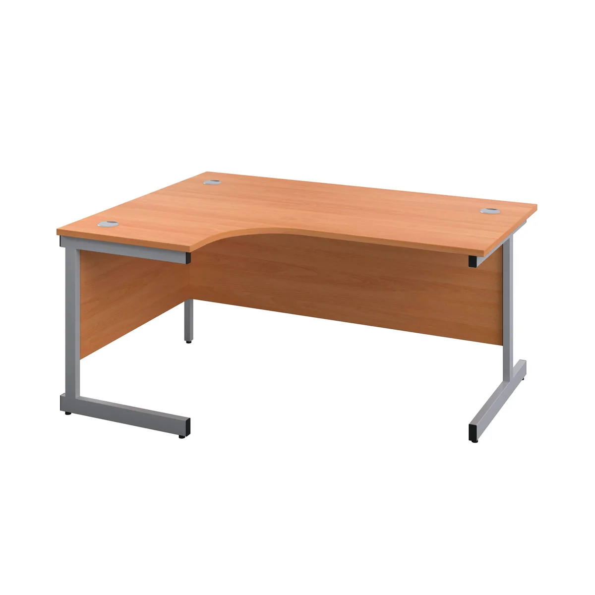 First Radial Left Hand Desk 1600x1200x730mm Beech/Silver KF803010 - Image 1