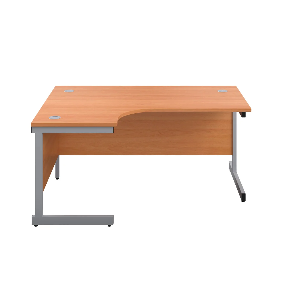First Radial Left Hand Desk 1600x1200x730mm Beech/Silver KF803010 - Image 2