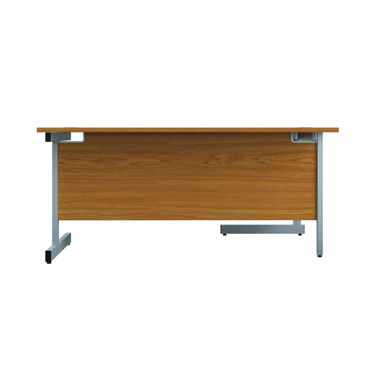 First Radial Left Hand Desk 1600x1200x730mm Nova Oak/Silver KF803027 - Image 4