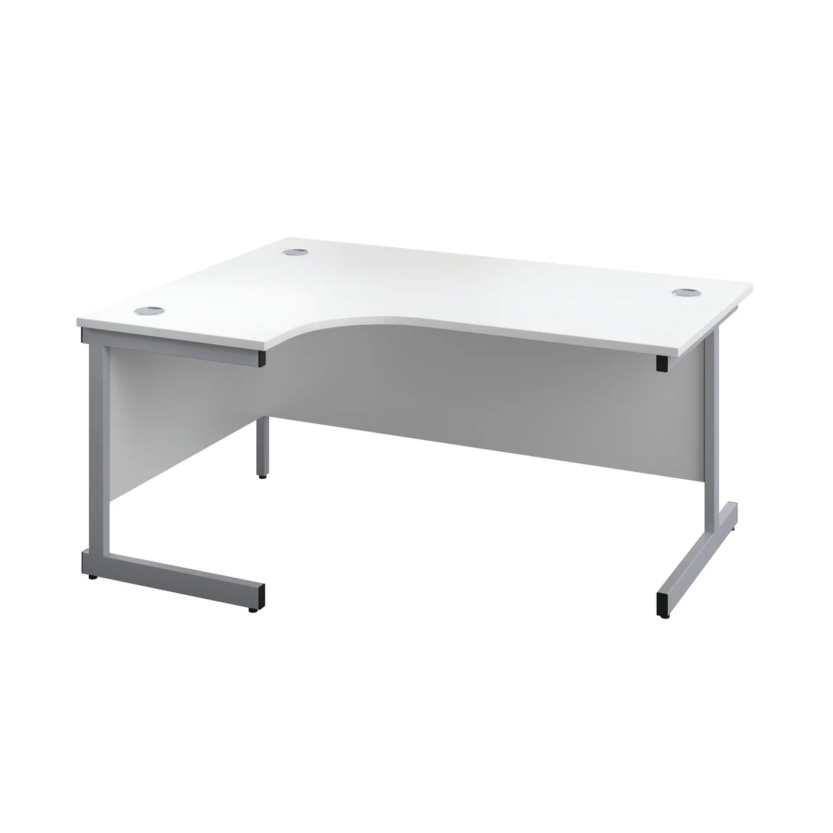 First Radial Left Hand Desk 1600x1200x730mm White/Silver KF803034 - Image 1