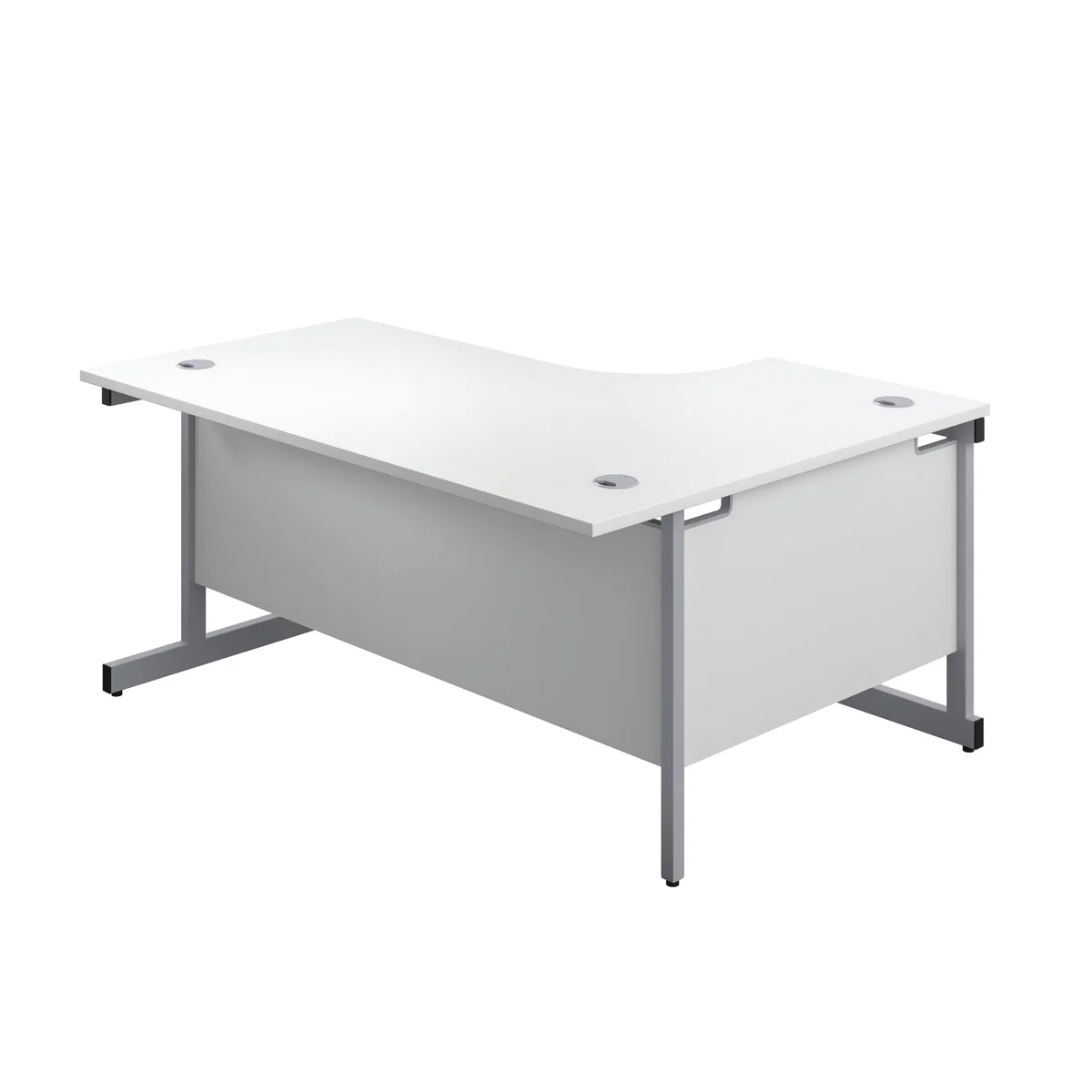 First Radial Left Hand Desk 1600x1200x730mm White/Silver KF803034 - Image 2