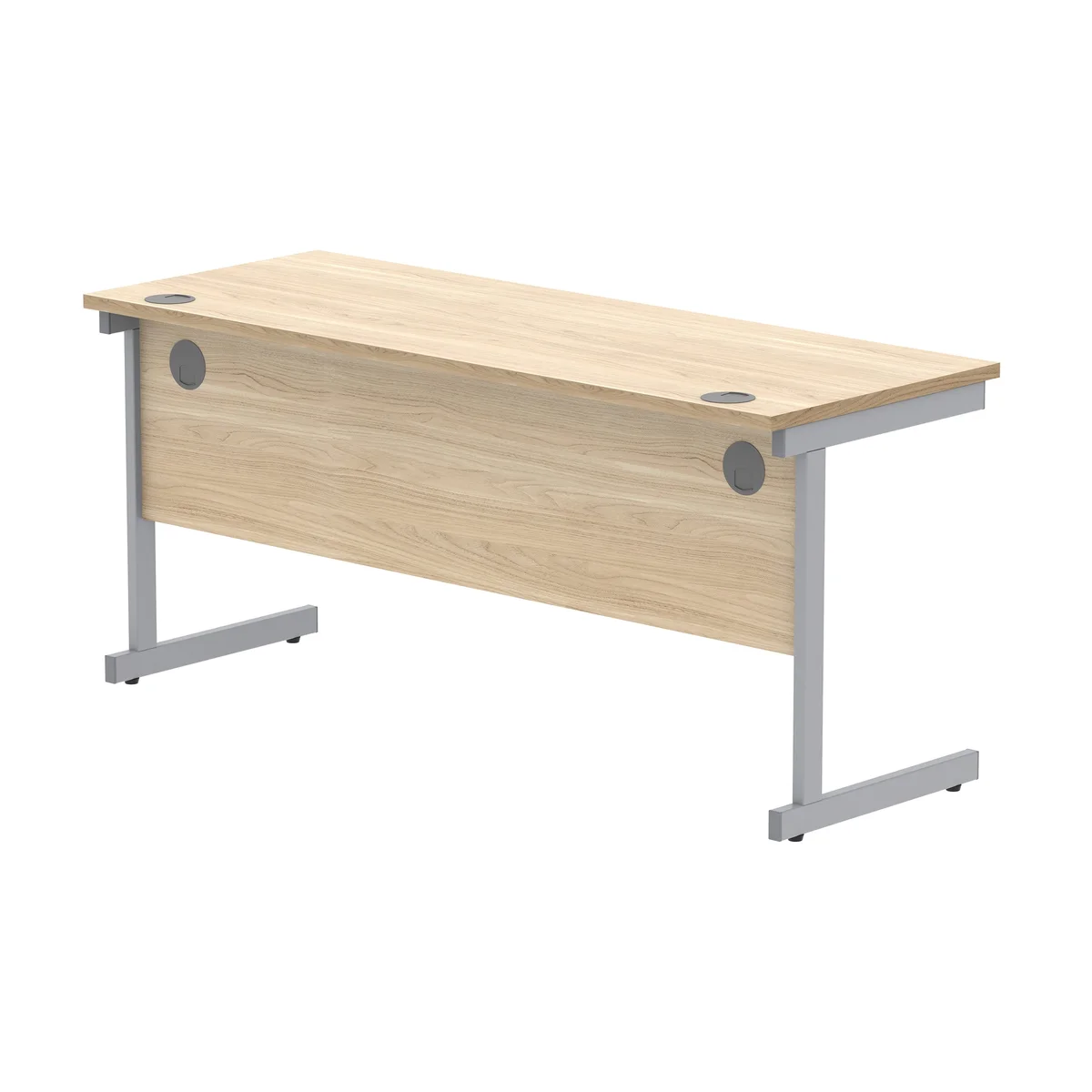 Astin Rectangular Single Upright Cantilever Desk 1600x600x730mm Canadian Oak/Silver KF803037 - Image 3