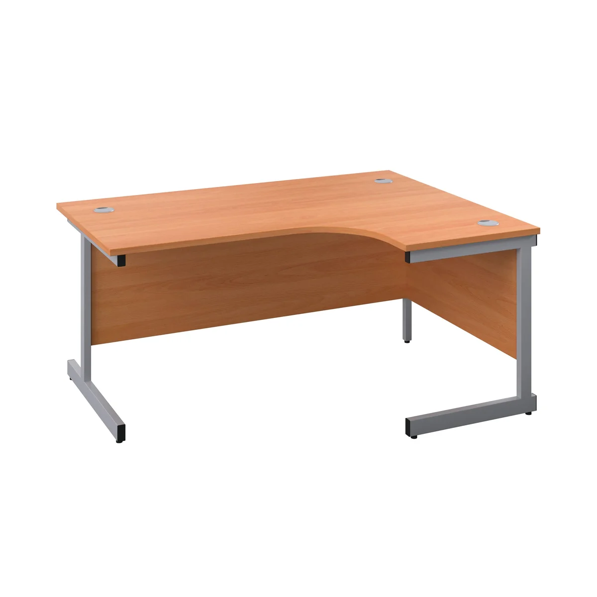 First Radial Right Hand Desk 1600x1200x730mm Beech/Silver KF803041 - Image 1