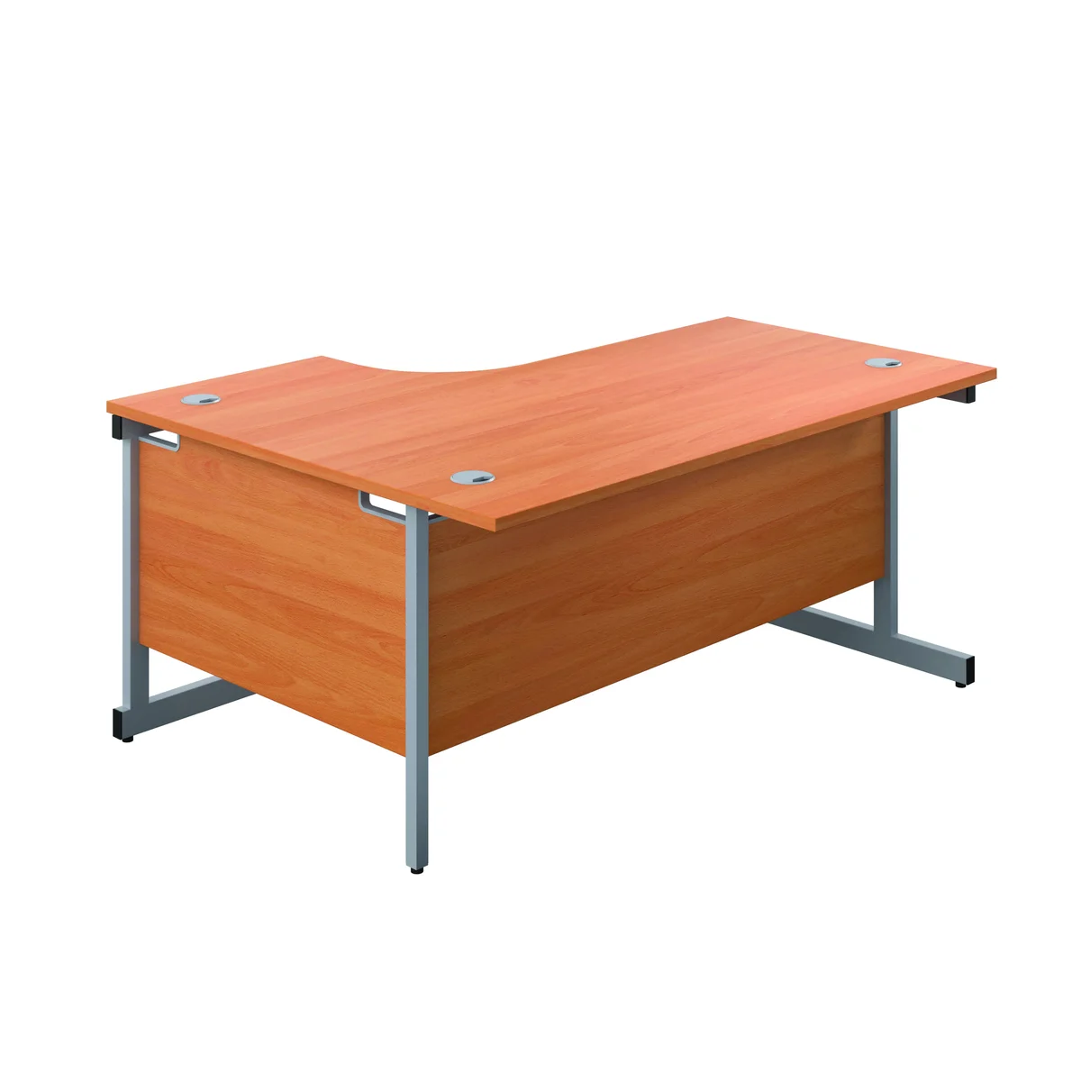 First Radial Right Hand Desk 1600x1200x730mm Beech/Silver KF803041 - Image 4