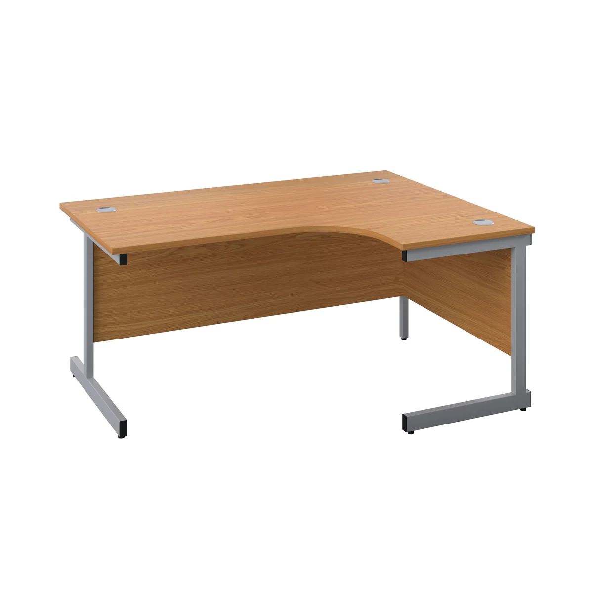 First Radial Right Hand Desk 1600x1200x730mm Nova Oak/Silver KF803058 - Image 1