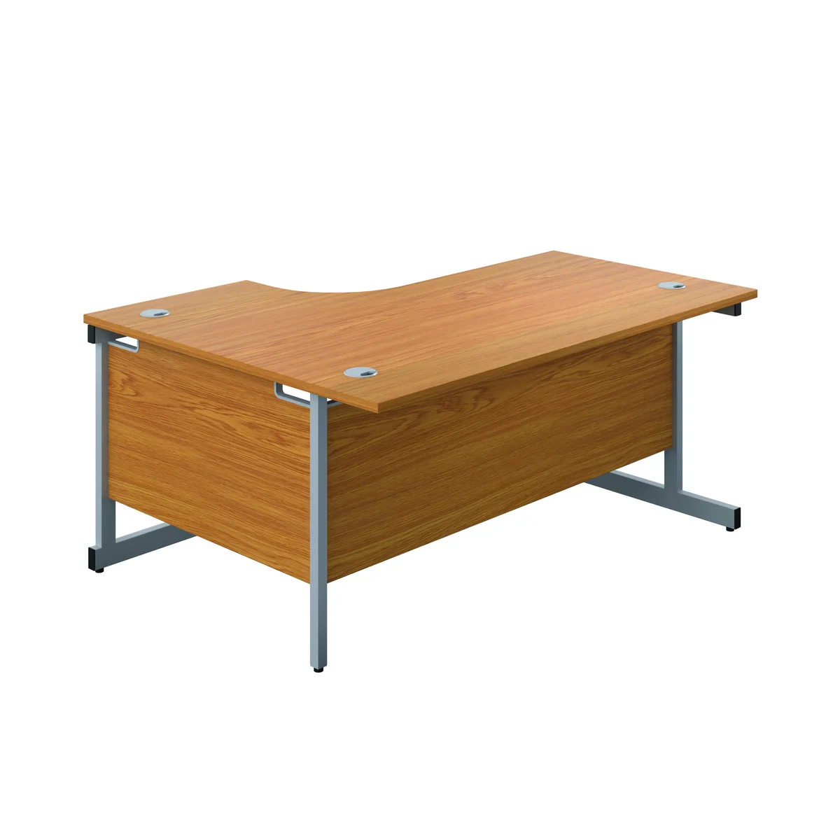 First Radial Right Hand Desk 1600x1200x730mm Nova Oak/Silver KF803058 - Image 4