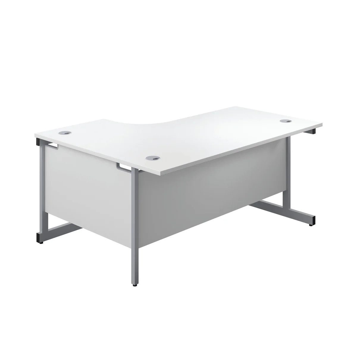 First Radial Right Hand Desk 1600x1200x730mm White/Silver KF803065 - Image 3