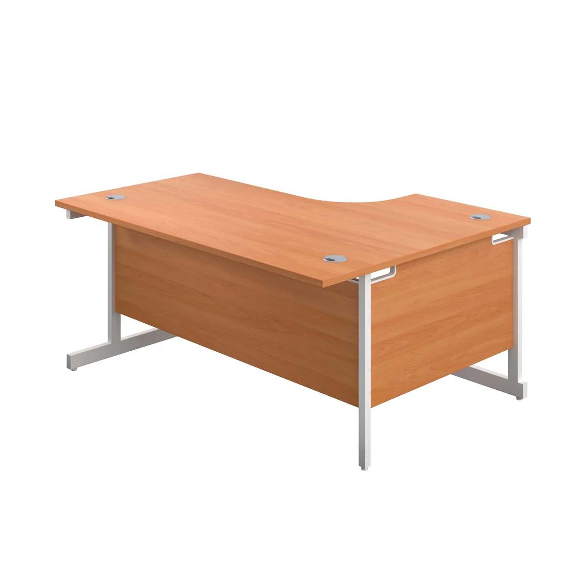 First Radial Left Hand Desk 1600x1200x730mm Beech/White KF803072 - Image 3