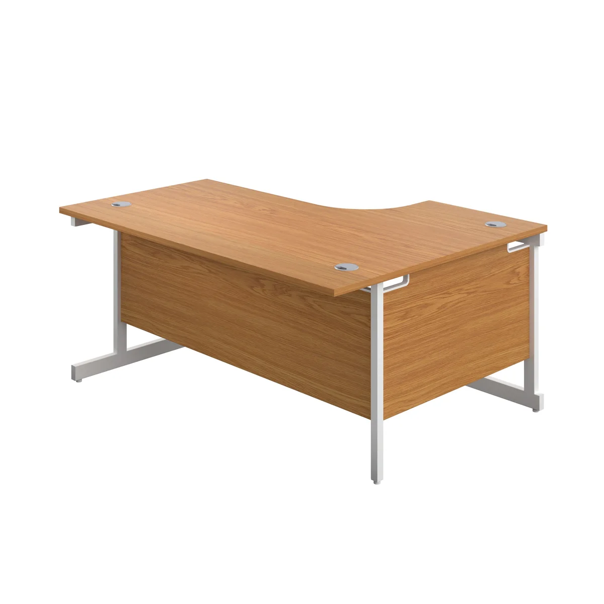First Radial Left Hand Desk 1600x1200x730mm Nova Oak/White KF803089 - Image 3