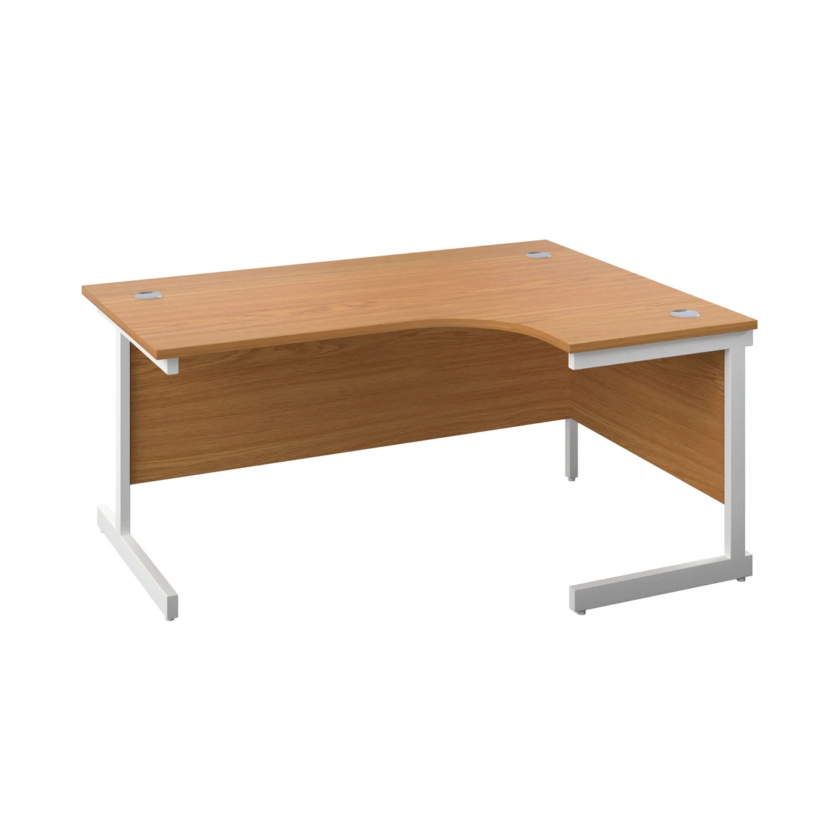 First Radial Right Hand Desk 1600x1200x730mm Nova Oak/White KF803119 - Image 1