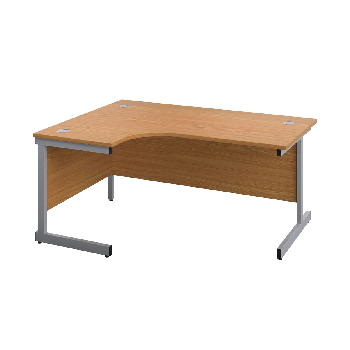First Radial Left Hand Desk 1800x1200x730mm Nova Oak/Silver KF803140 - Image 1