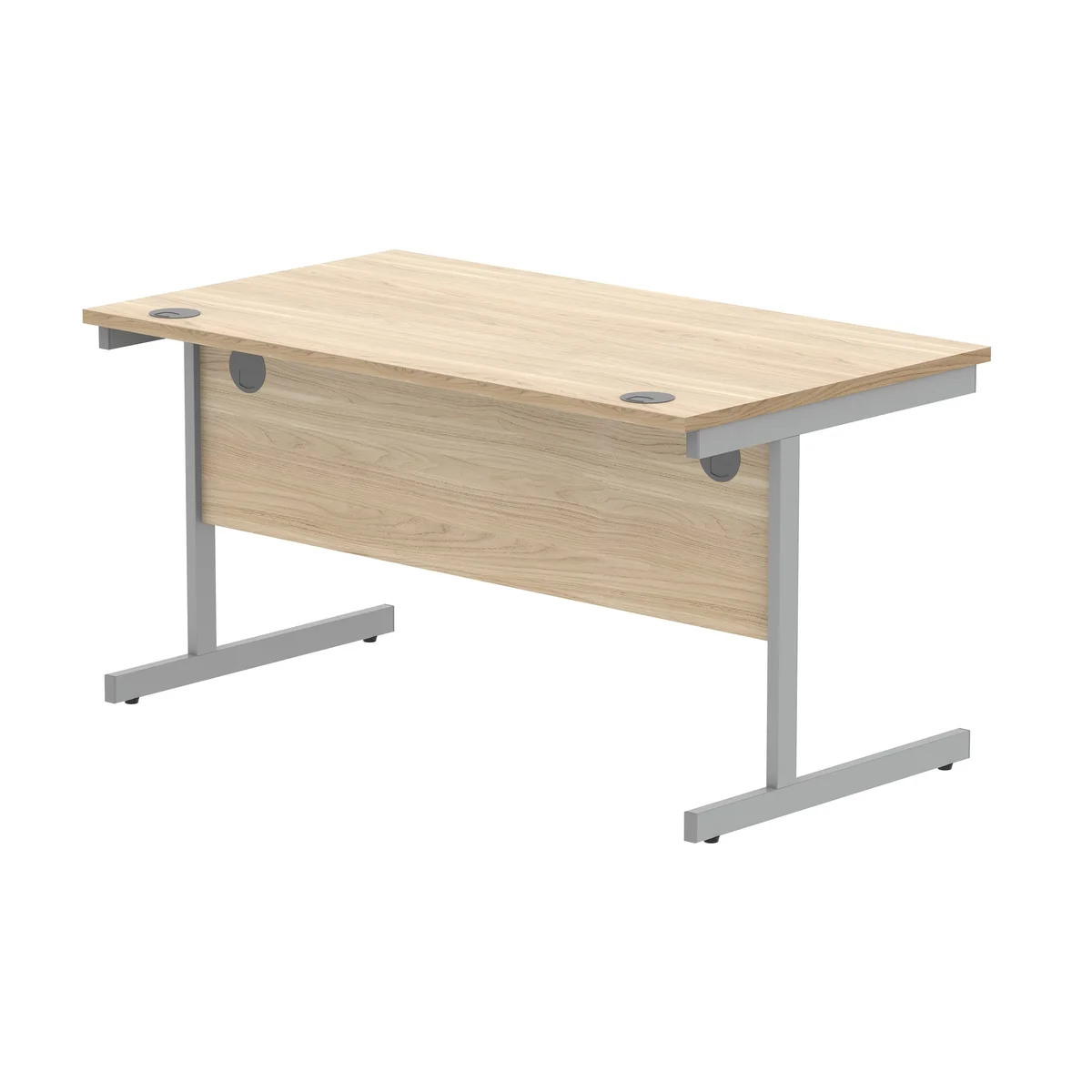 Astin Rectangular Single Upright Cantilever Desk 1400x800x730mm Canadian Oak/Silver KF803288 - Image 3