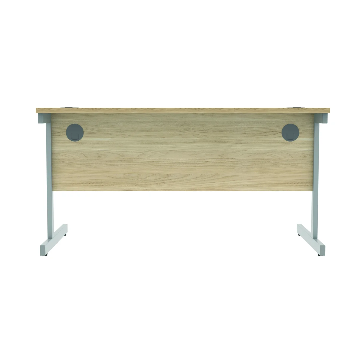 Astin Rectangular Single Upright Cantilever Desk 1400x800x730mm Canadian Oak/Silver KF803288 - Image 4