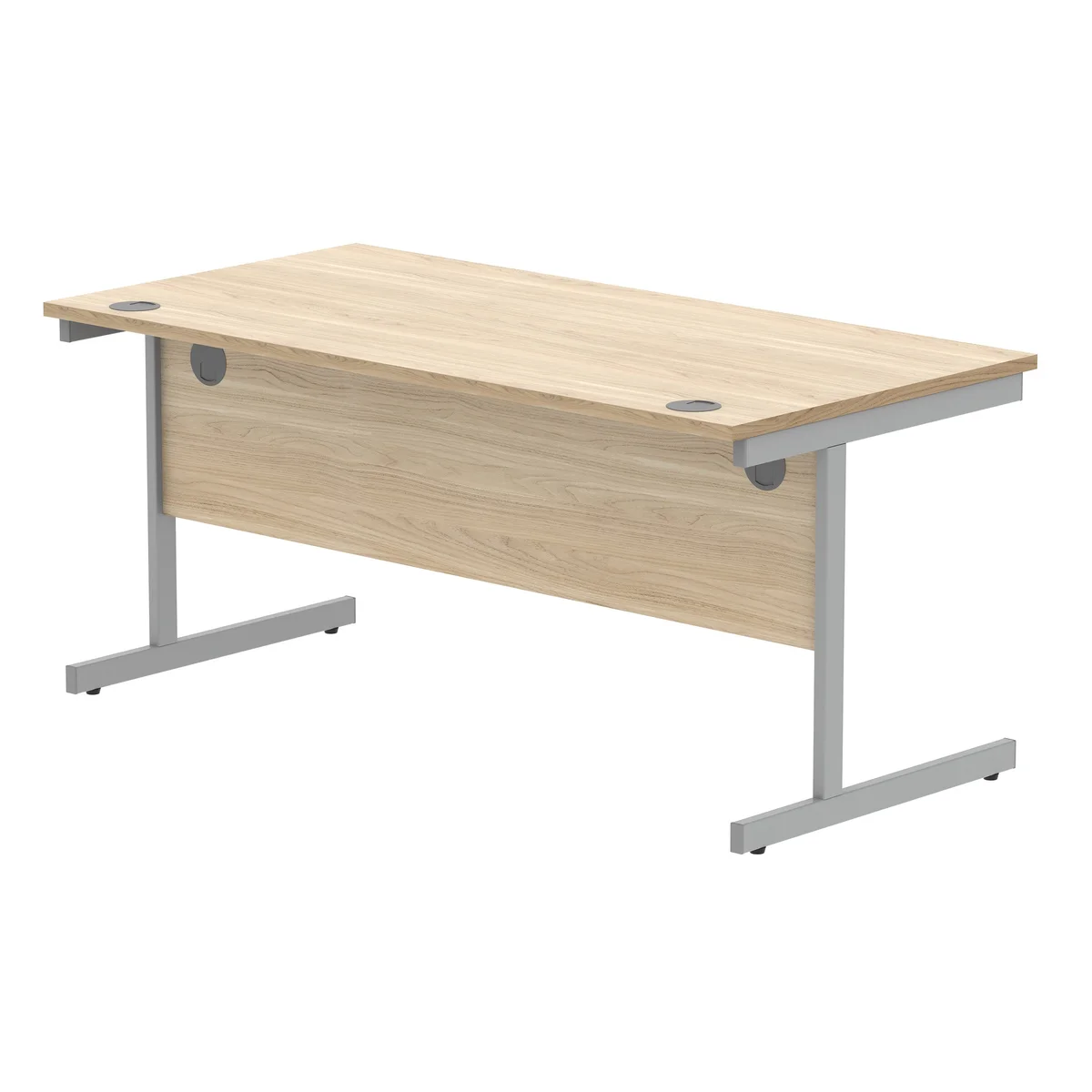 Astin Rectangular Single Upright Cantilever Desk 1600x800x730mm Canadian Oak/Silver KF803297 - Image 3