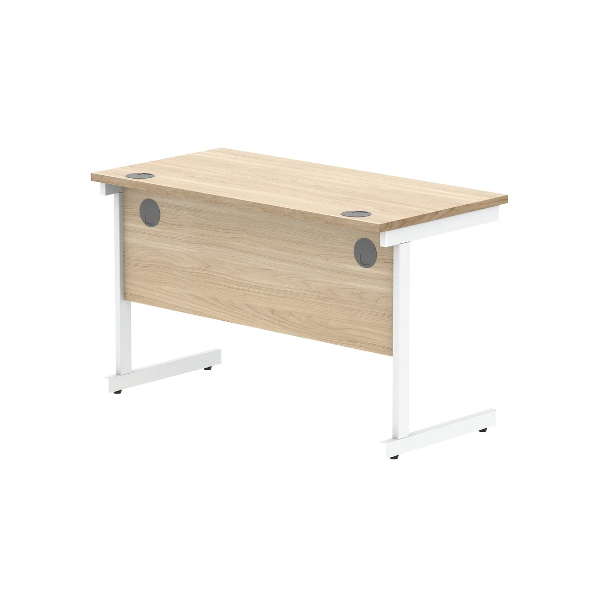 Astin Rectangular Single Upright Cantilever Desk 1200x600x730mm Canadian Oak/Arctic White KF803307 - Image 3